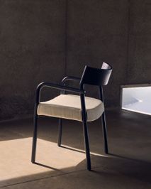 Armstoel FALCONERA - Zwart eikenhout / Beige stof KAV C0100140JD12