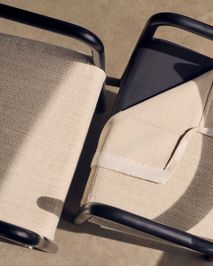 Armstoel FALCONERA - Zwart eikenhout / Beige stof KAV C0100140JD12