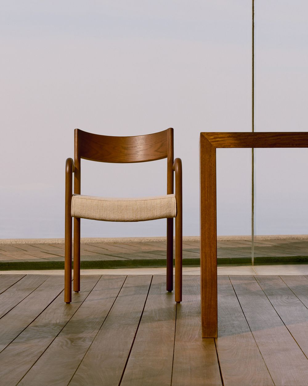 Armstoel FALCONERA - Natuurlijk eikenhout / Beige  KAV C0100139JD12