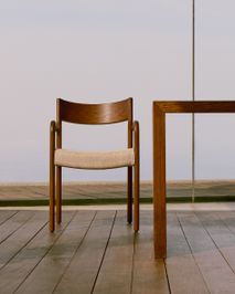 Armstoel FALCONERA - Natuurlijk eikenhout / Beige  KAV C0100139JD12