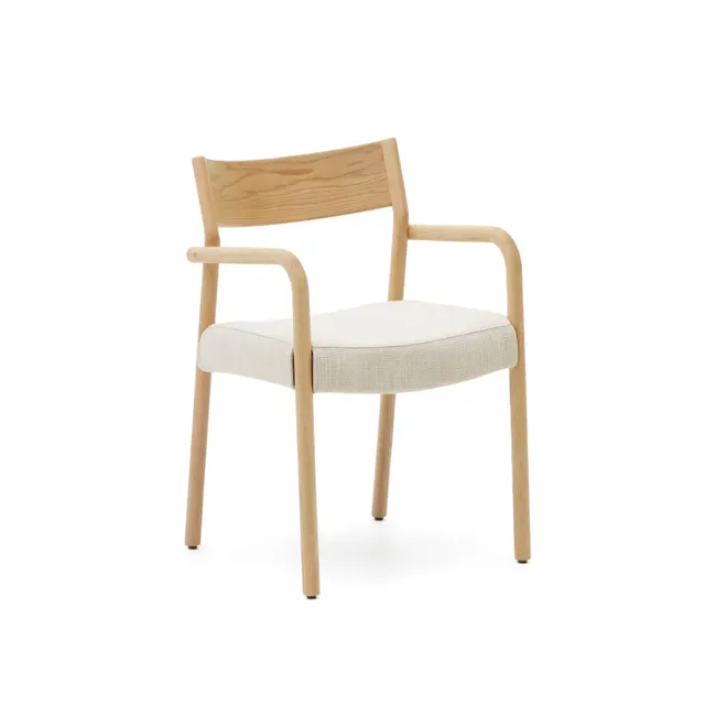 Armstoel FALCONERA - Natuurlijk eikenhout / Beige