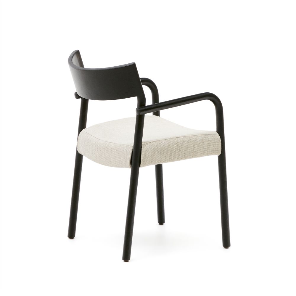 Armstoel FALCONERA - Zwart eikenhout / Beige stof KAV C0100140JD12