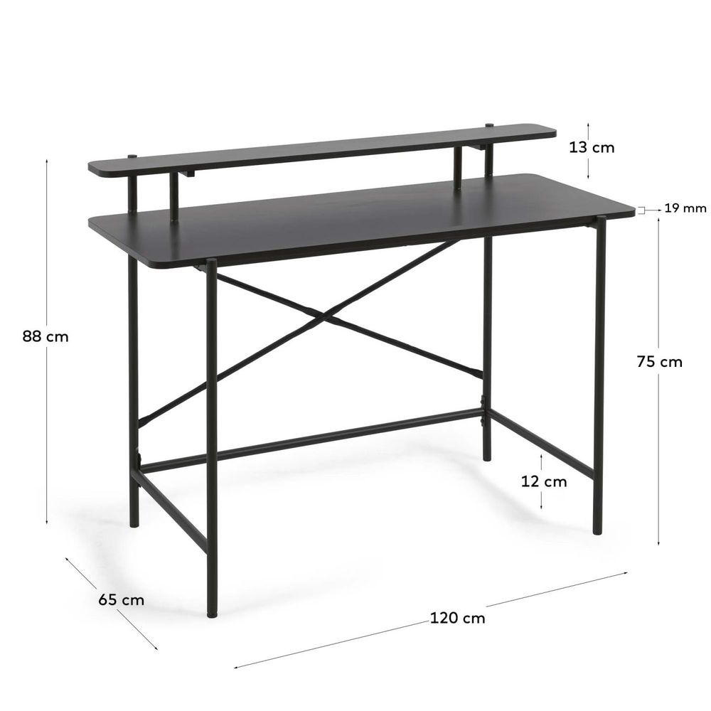 Melamine en metalen kledingroede met zwarte afwerk KAV AA7264M01