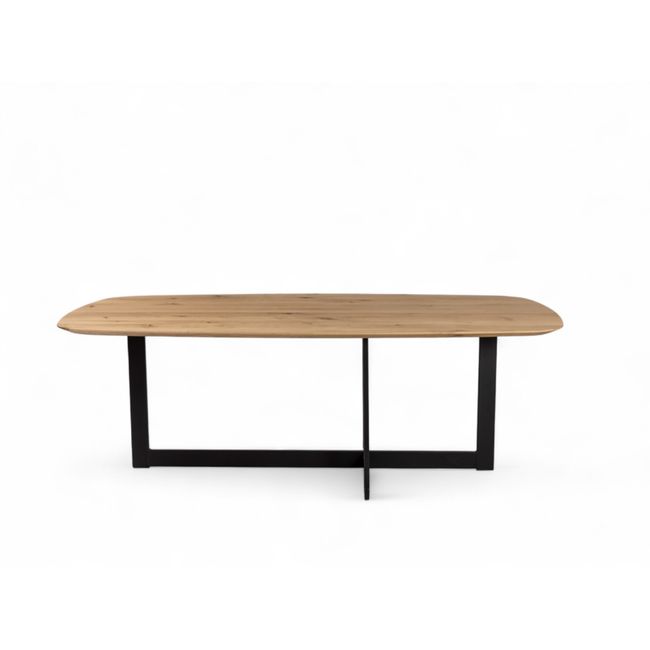 Eetkamertafel SVEN/JAX - Mat gelakt eiken/zwart