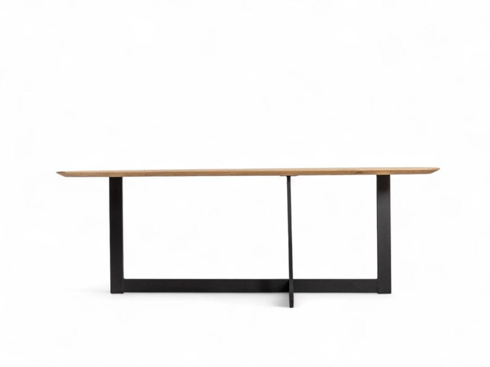 Eetkamertafel SVEN/JAX - Mat gelakt eiken/zwart C-VDD-1-TFL-281