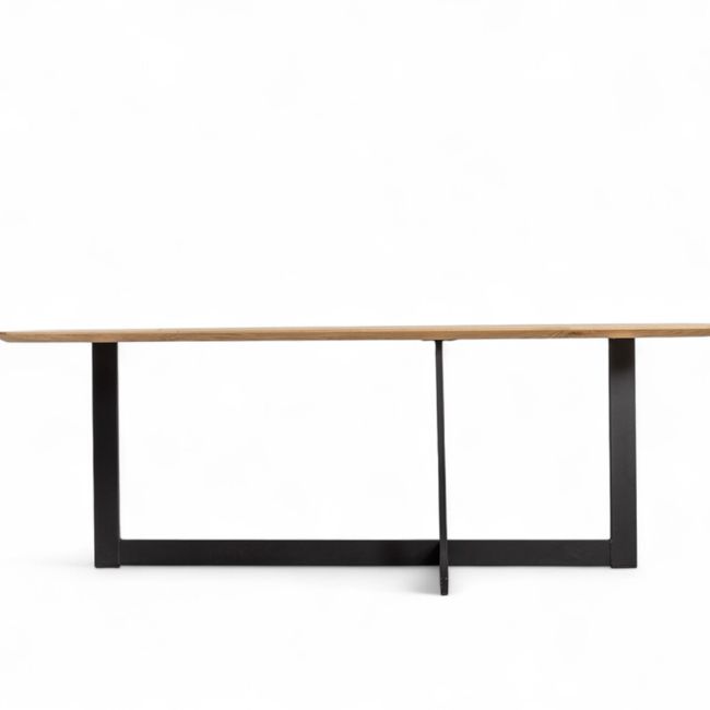 Eetkamertafel SVEN/JAX - Mat gelakt eiken/zwart