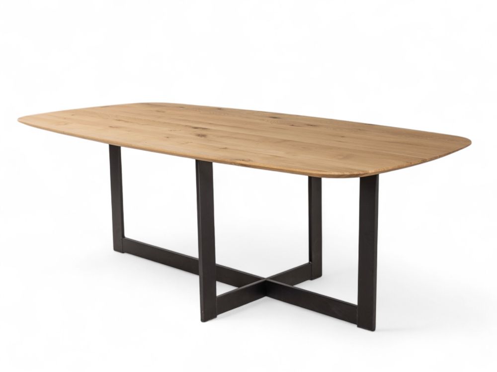 Eetkamertafel SVEN/JAX - Mat gelakt eiken/zwart C-VDD-1-TFL-281