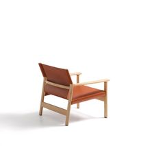 Fauteuil JAN - Oranje leder / Massief eikenhout KAV C00128LE13