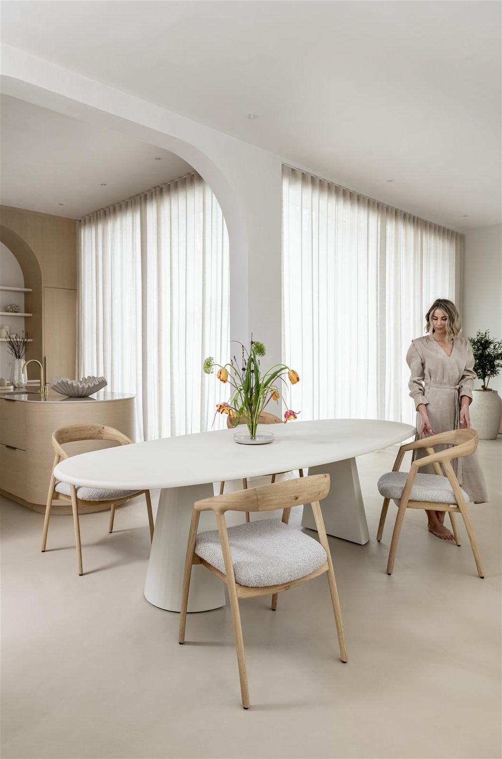 Eetkamertafel ovaal LUND - Stone Skin XOO 46691NEB