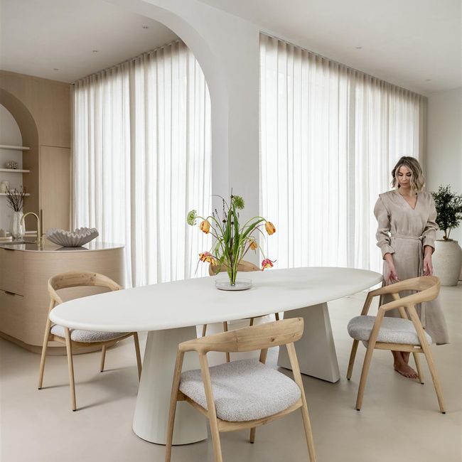 Eetkamertafel ovaal LUND - Stone Skin