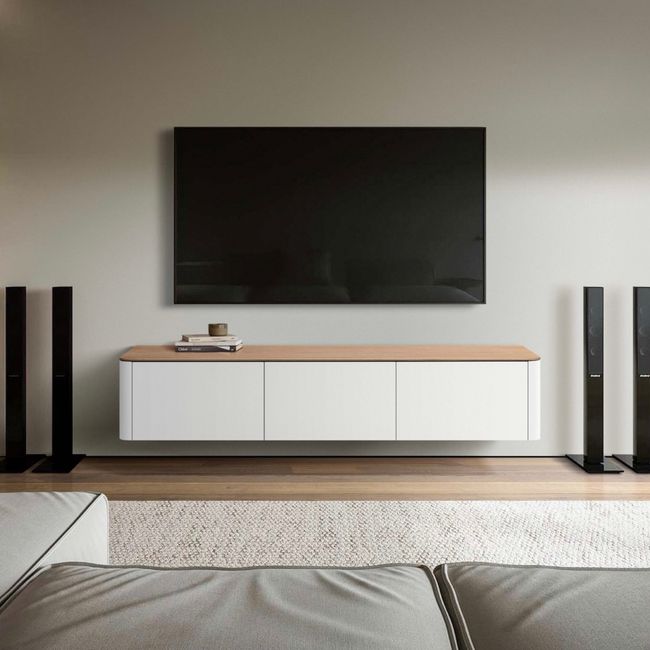 Tv-meubel LOONA - Klein - Wit met eiken fineer