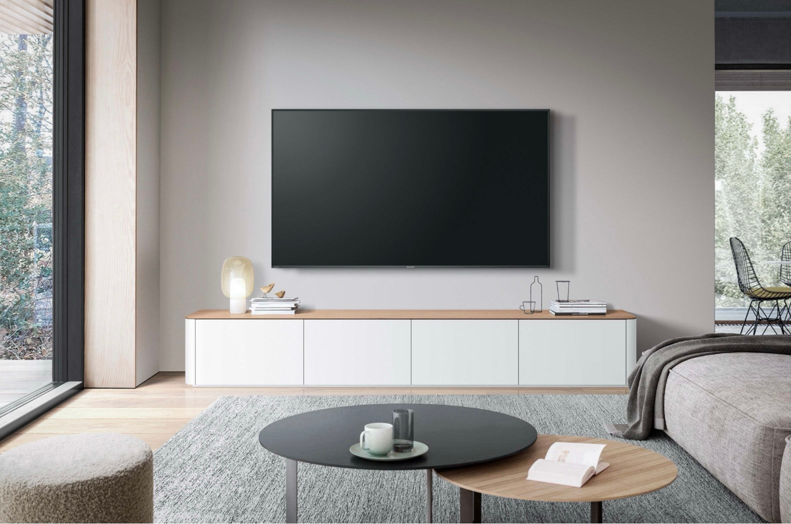 Tv-meubel LOONA groot - Wit/Eikenfineer