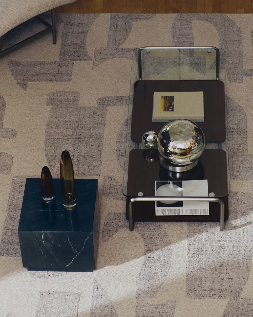 Salontafel TARSEL - Walnoot / Glas KAV T00256WM10