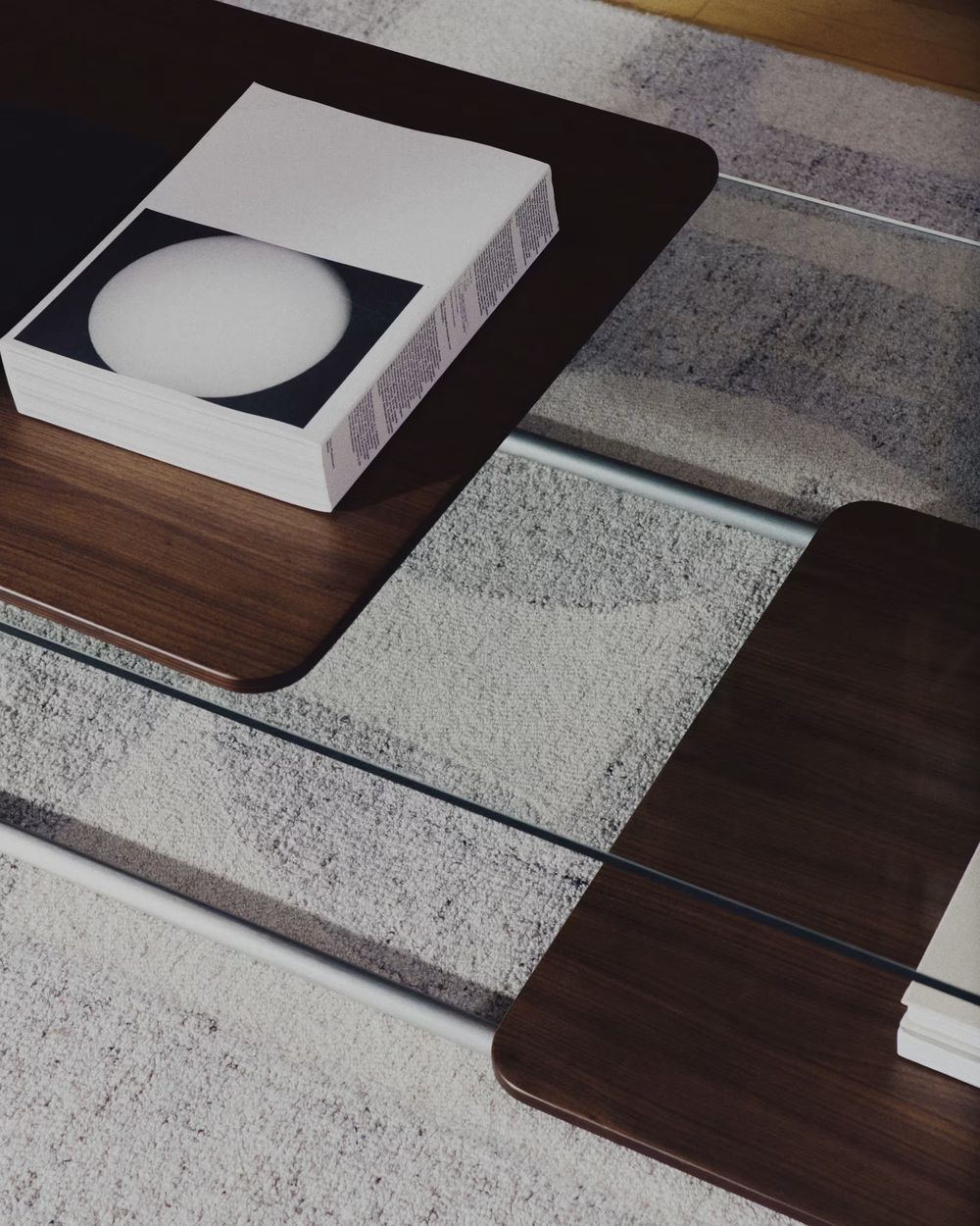 Salontafel TARSEL - Walnoot / Glas KAV T00256WM10