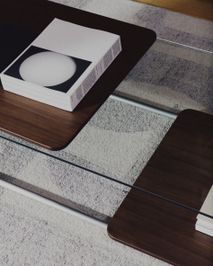 Salontafel TARSEL - Walnoot / Glas KAV T00256WM10