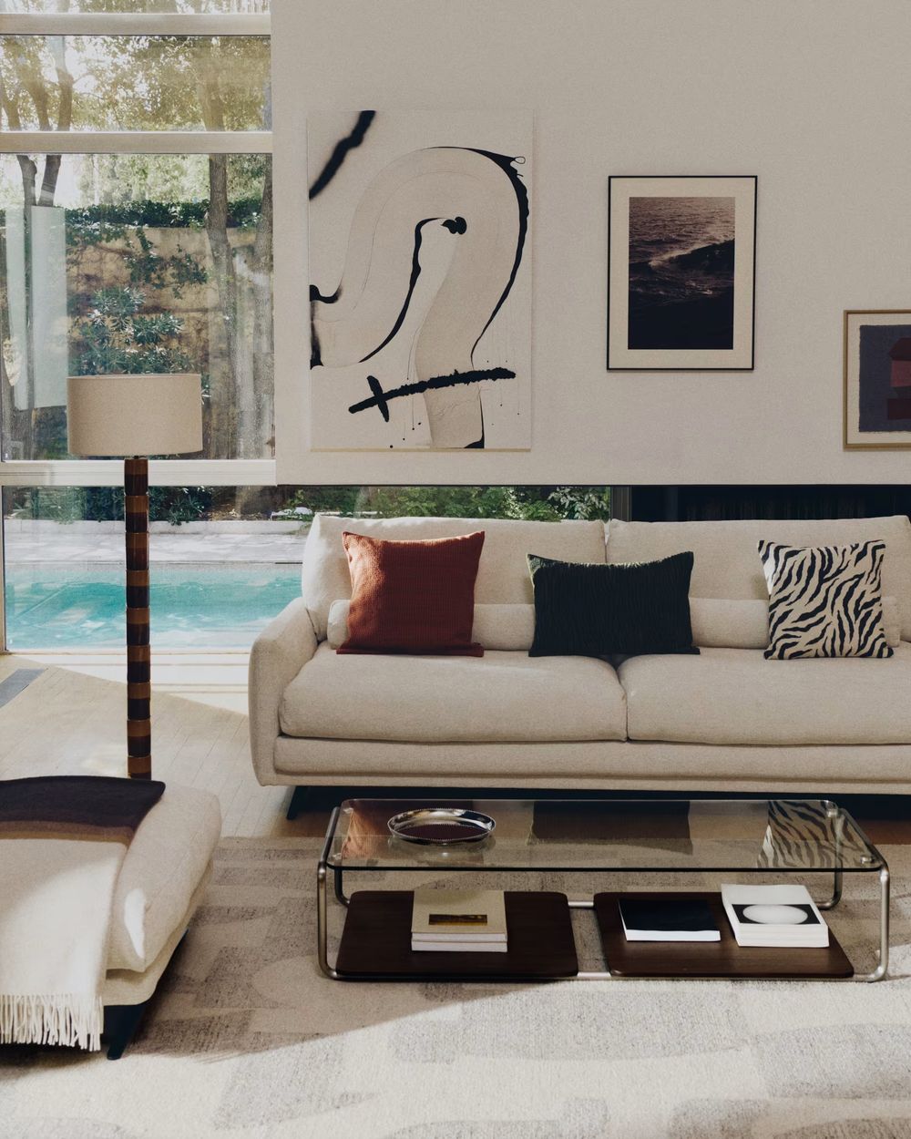 Salontafel TARSEL - Walnoot / Glas KAV T00256WM10