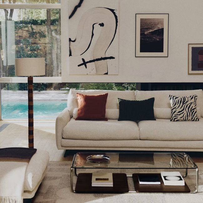 Salontafel TARSEL - Walnoot / Glas