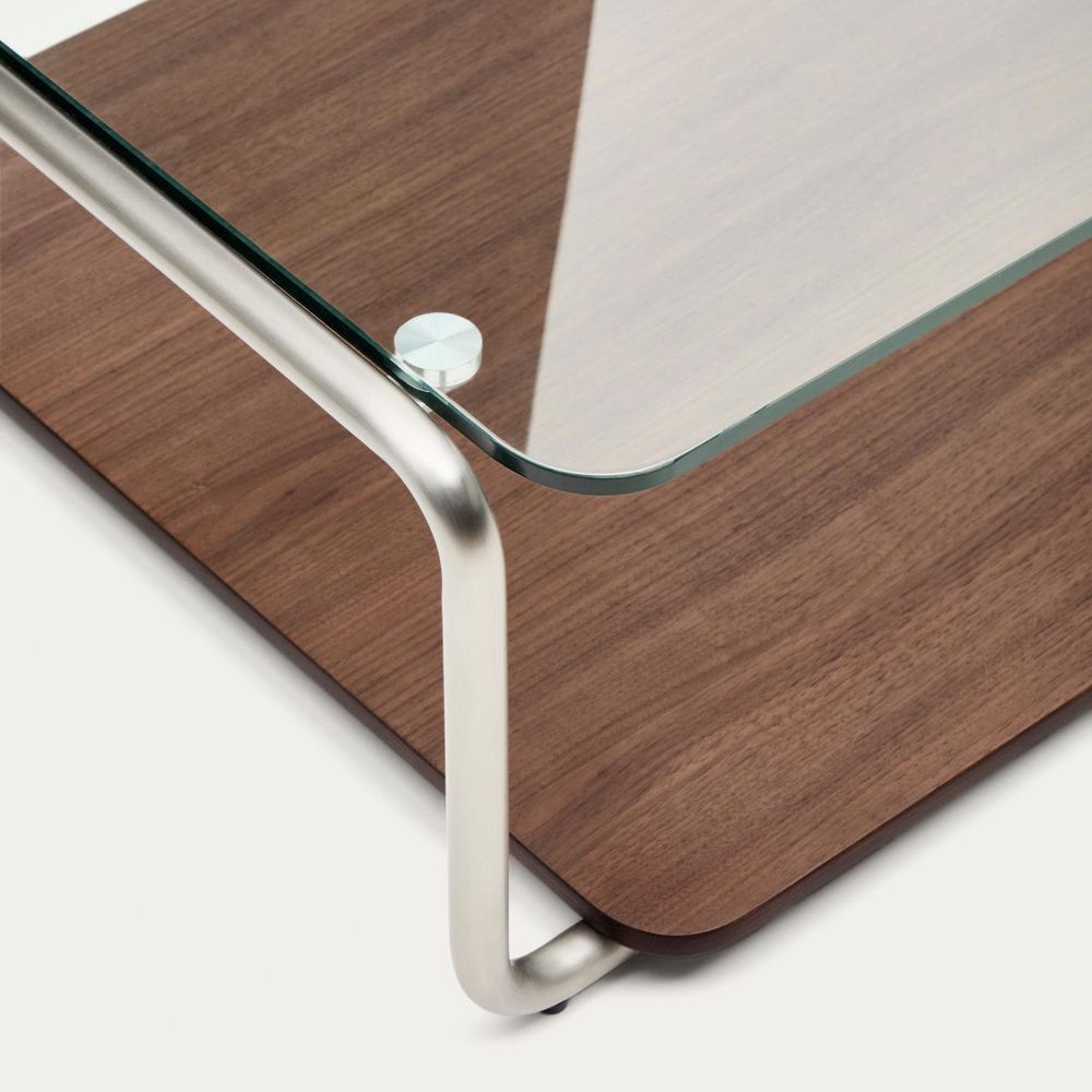 Salontafel TARSEL - Walnoot / Glas KAV T00256WM10