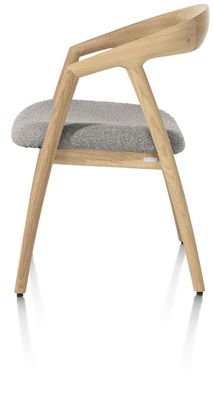 Armstoel DANTE - Massief eikenhout/Grijze stof XOO 48684LEV