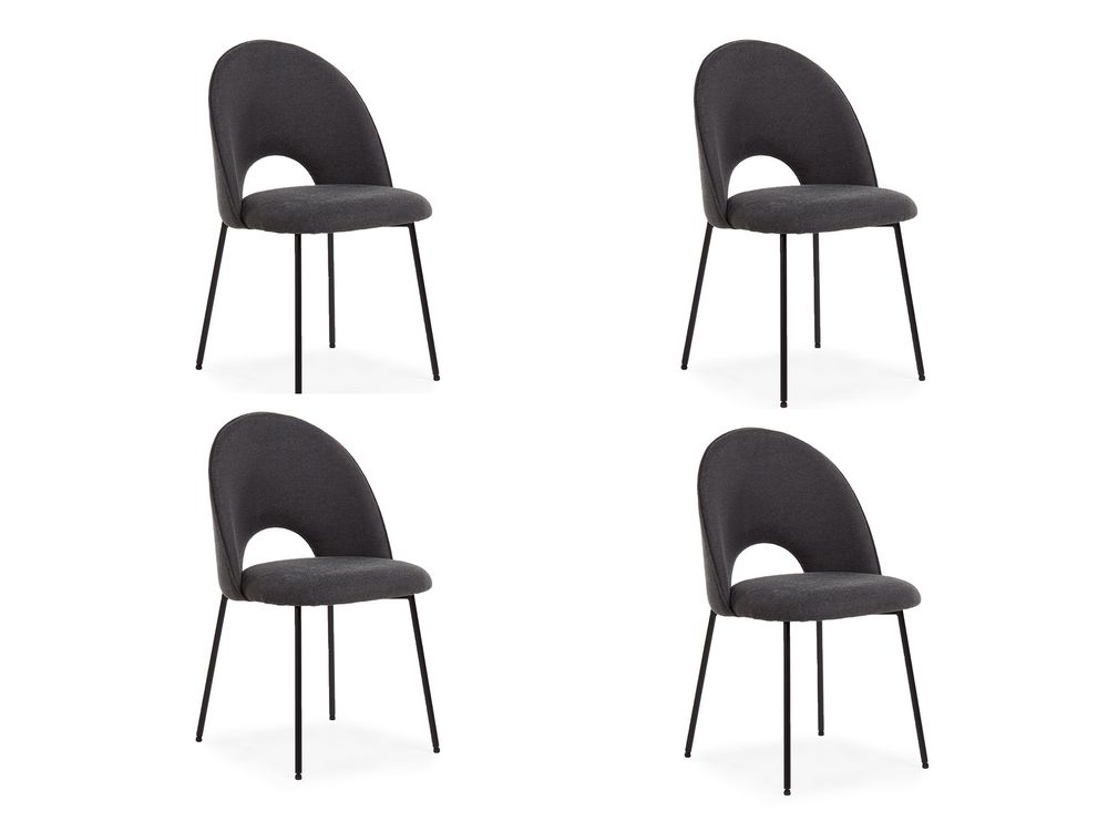 Set van 4 eetkamerstoelen JOSEPHINE - Donkergrijs C-DEZ-JO-SET4