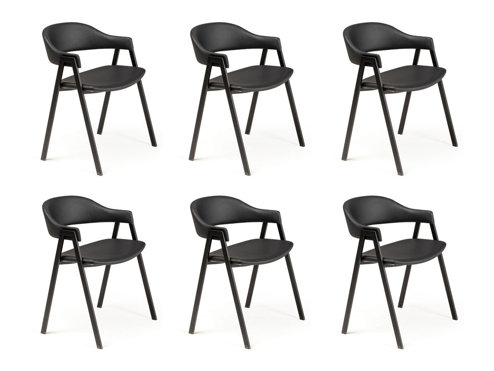Set van 6 eetkamerstoelen ARCA - Zwart C-PFT-229-SET6