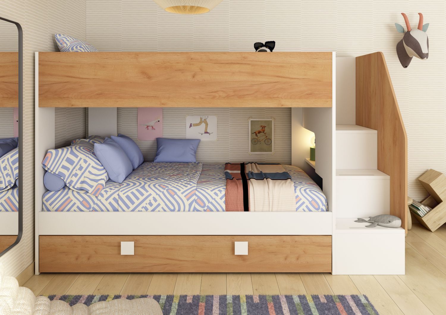 Hoogslaper EASY 90x200 cm - Wit/Gold Oak