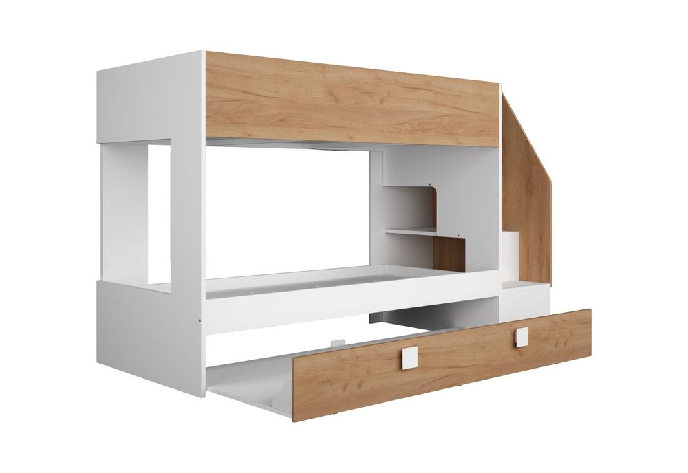 Hoogslaper EASY 90x200 cm - Wit/Gold Oak TRA 116001160401