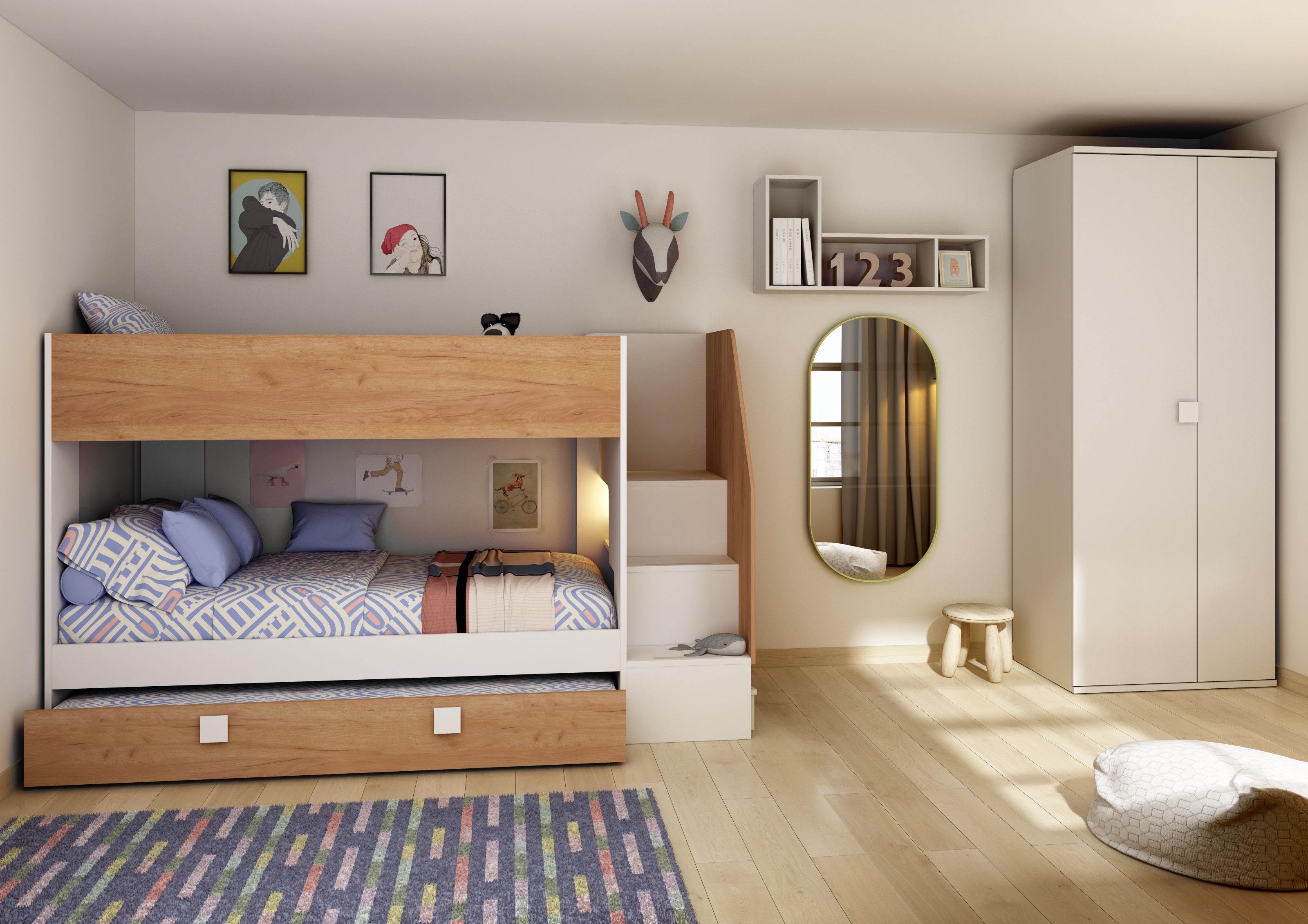 Hoogslaper EASY 90x200 cm - Wit/Gold Oak