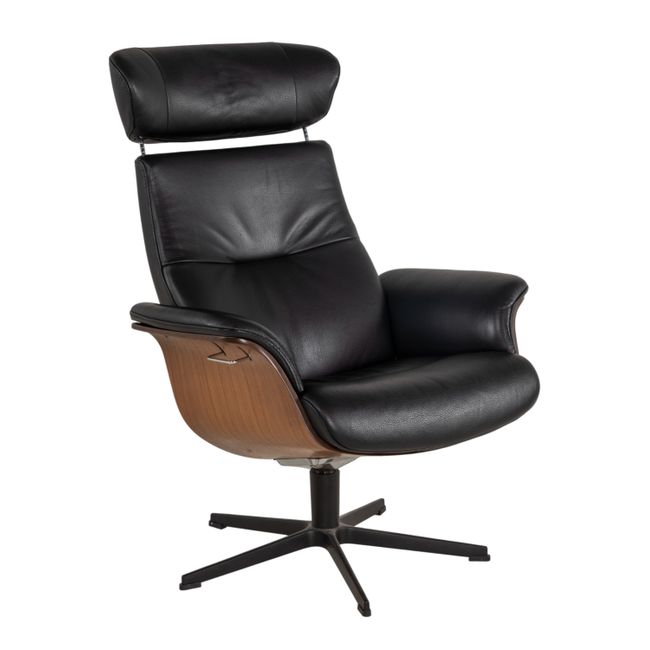 Relaxzetel TIMEOUT hoge rug - Zwart/walnoot