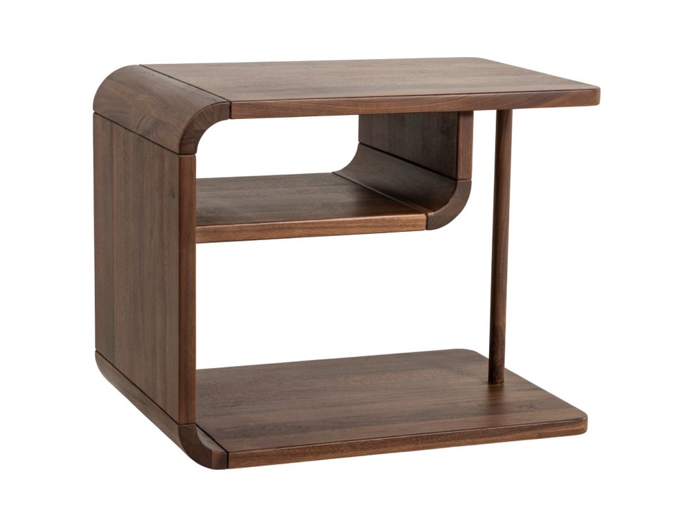 Nachttafel CURVINO - Massief walnotenhout HSN-7-000036