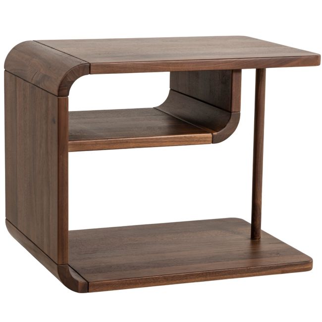 Nachttafel CURVINO - Massief walnotenhout