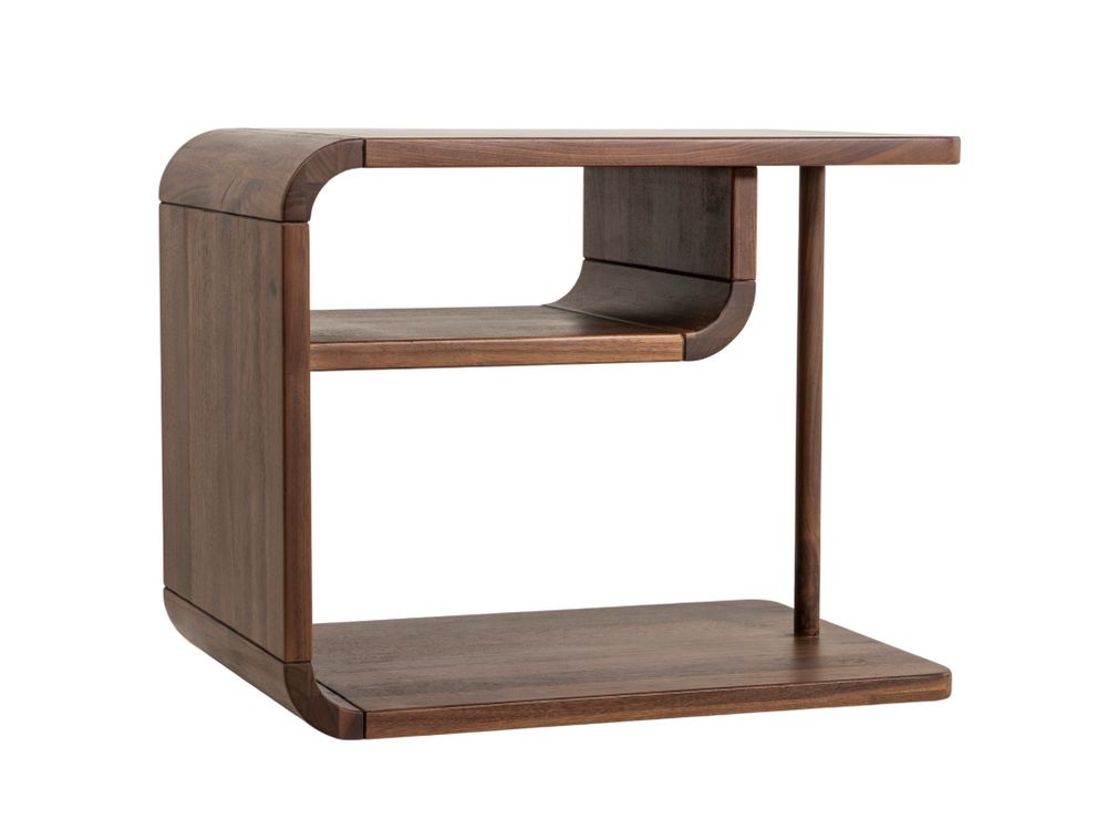 Nachttafel CURVINO - Massief walnotenhout HSN-7-000036