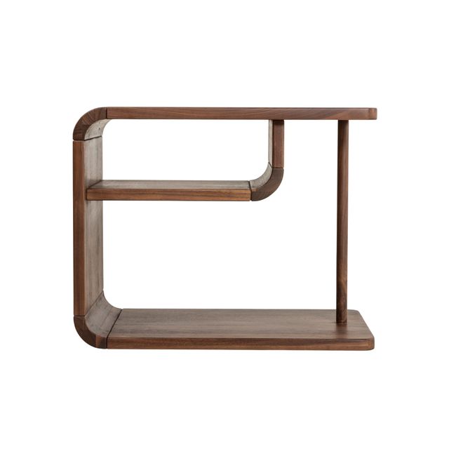 Nachttafel CURVINO - Massief walnotenhout