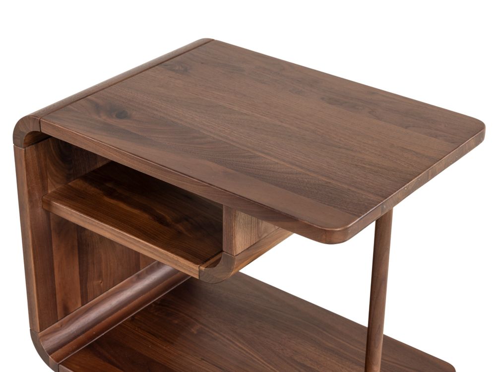 Nachttafel CURVINO - Massief walnotenhout HSN-7-000036
