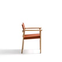 Armstoel JAN - Oranje leder / Massief eikenhout KAV C00126LE13