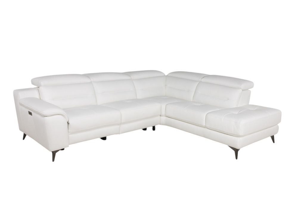 Hoekzetel met elektr. relax ANDORRE - Wit leder C-DDV-21-TZHK