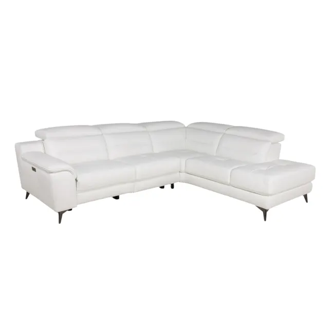 Hoekzetel met elektr. relax ANDORRE - Wit leder