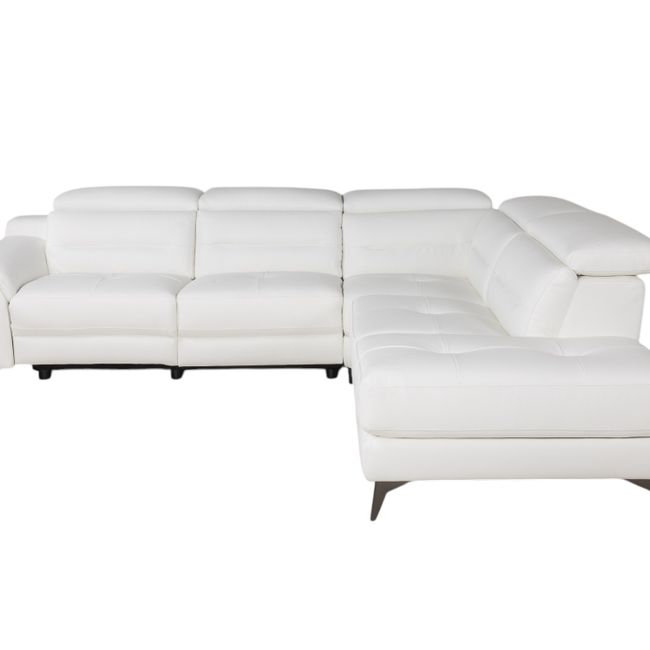 Hoekzetel met elektr. relax ANDORRE - Wit leder