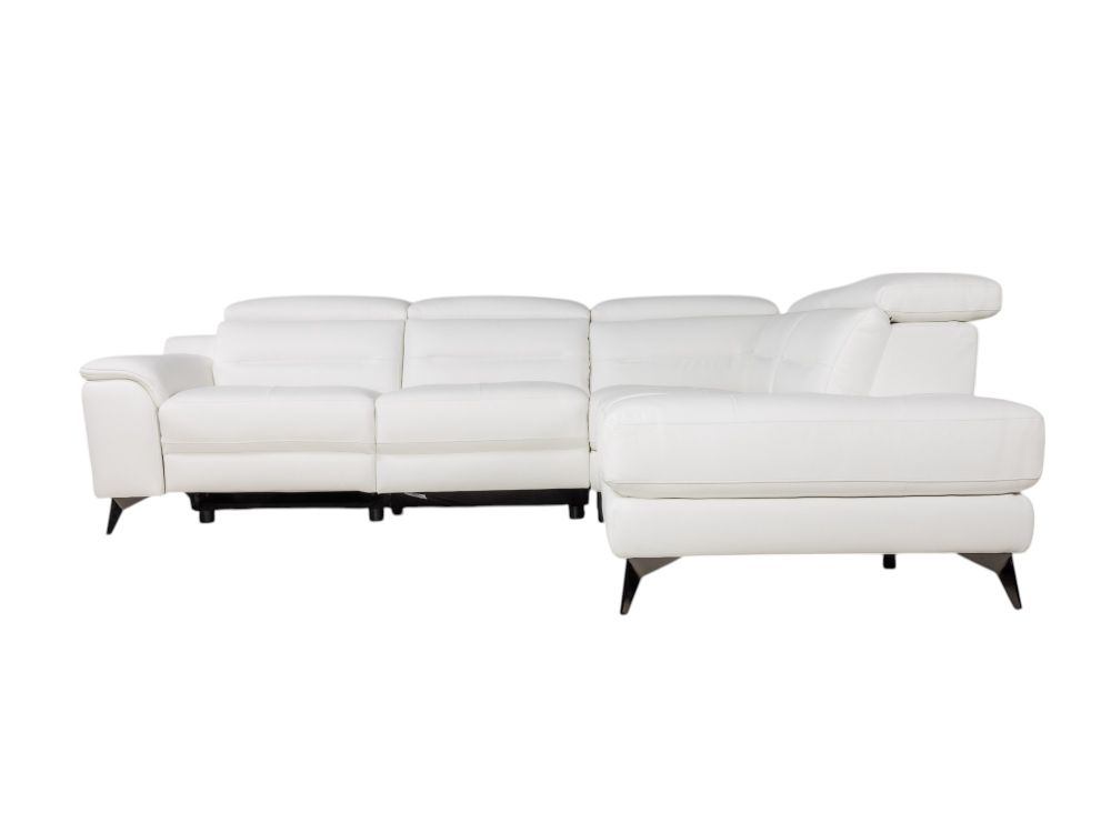 Hoekzetel met elektr. relax ANDORRE - Wit leder C-DDV-21-TZHK