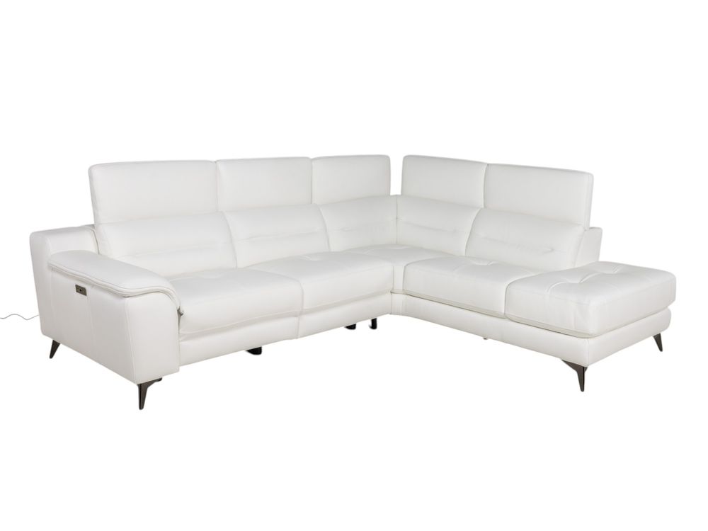 Hoekzetel met elektr. relax ANDORRE - Wit leder C-DDV-21-TZHK