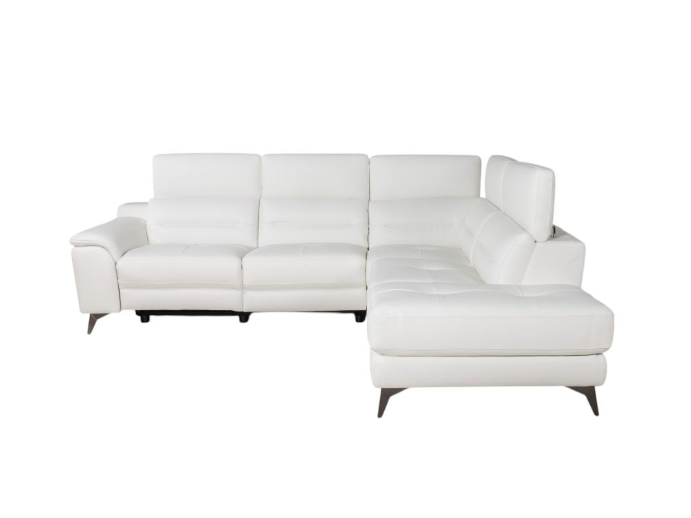 Hoekzetel met elektr. relax ANDORRE - Wit leder C-DDV-21-TZHK