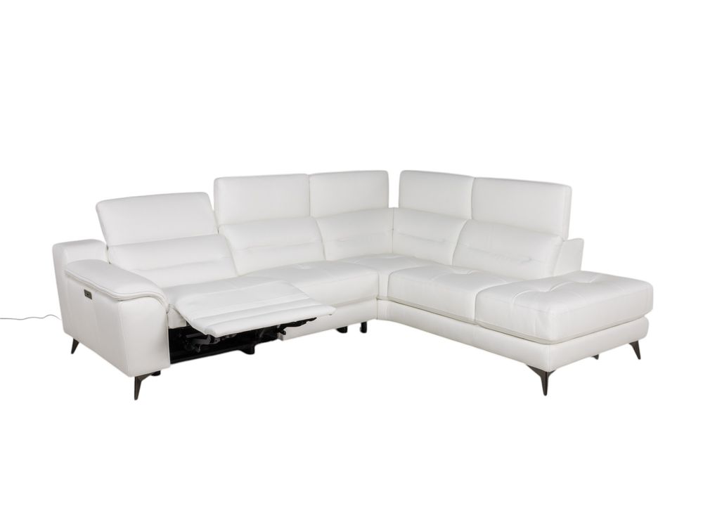 Hoekzetel met elektr. relax ANDORRE - Wit leder C-DDV-21-TZHK