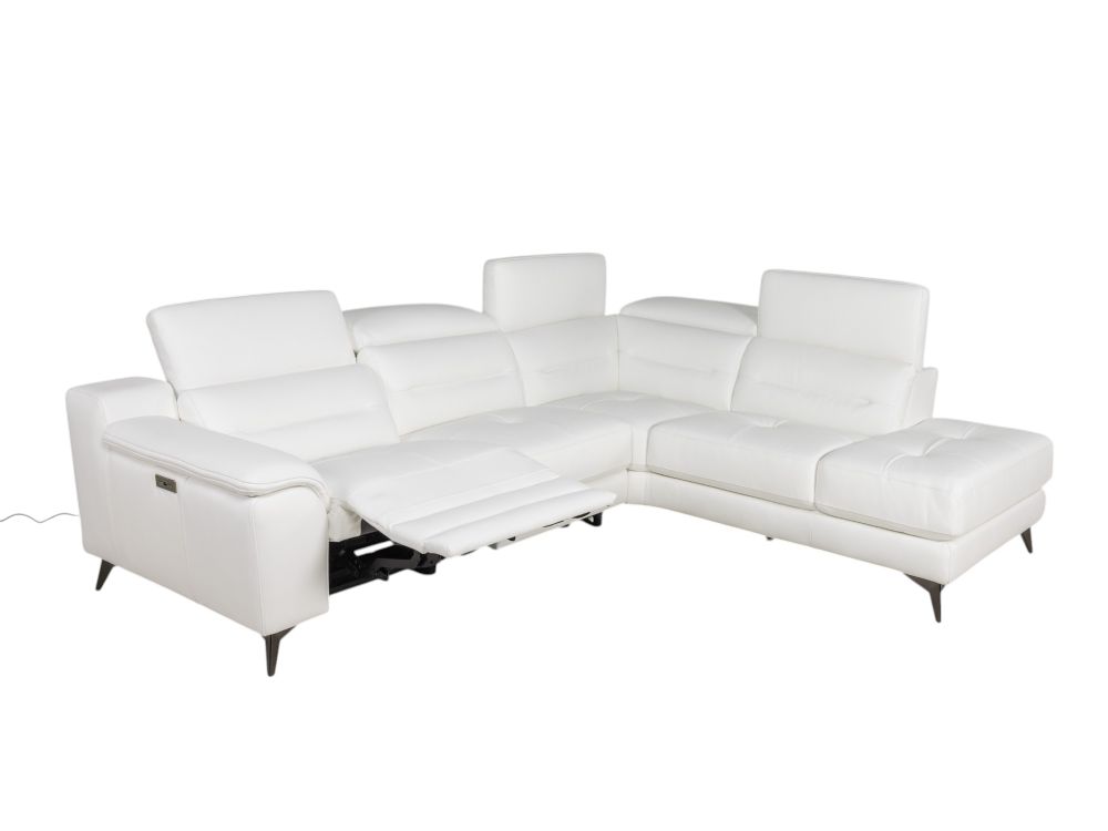 Hoekzetel met elektr. relax ANDORRE - Wit leder C-DDV-21-TZHK