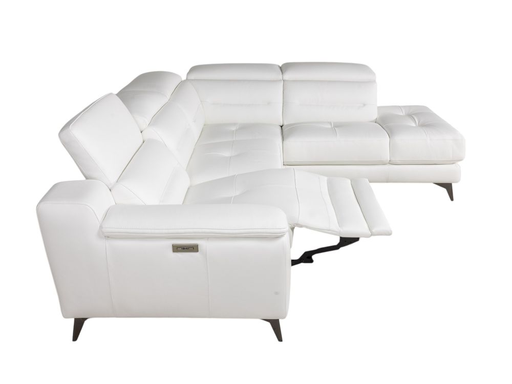 Hoekzetel met elektr. relax ANDORRE - Wit leder C-DDV-21-TZHK