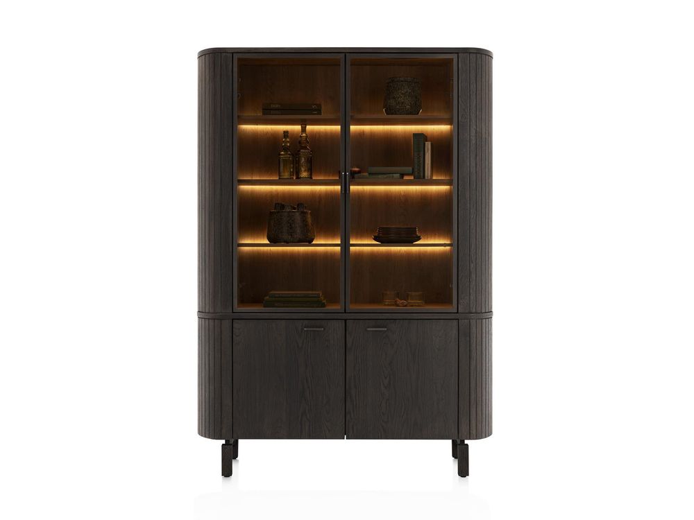 Vitrinekast RAVELLO - Donker eikenfineer/Glas HEH 54560-BAS