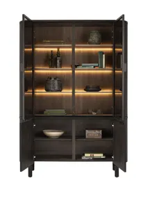 Vitrinekast RAVELLO - Donker eikenfineer/Glas HEH 54560-BAS