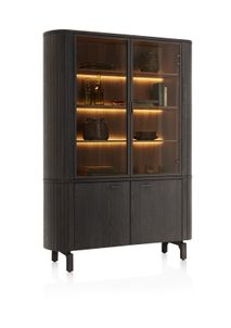 Vitrinekast RAVELLO - Donker eikenfineer/Glas HEH 54560-BAS