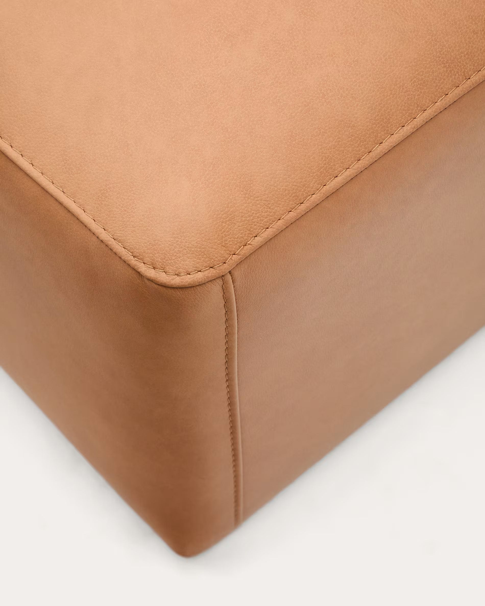 Voetbank LEATHER BLOK - Leder Bruin