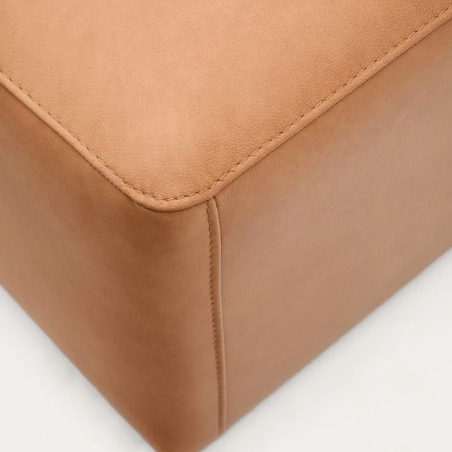 Voetbank LEATHER BLOK - Leder Bruin
