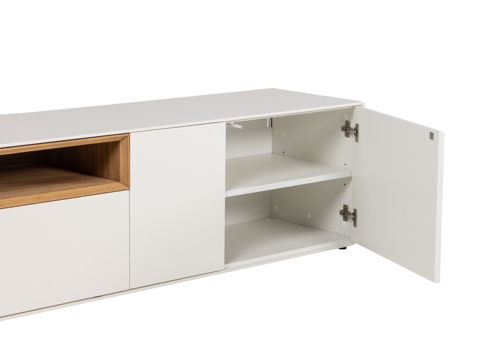 Tv-meubel ALPHA - Wit/Naturel eikenfineer